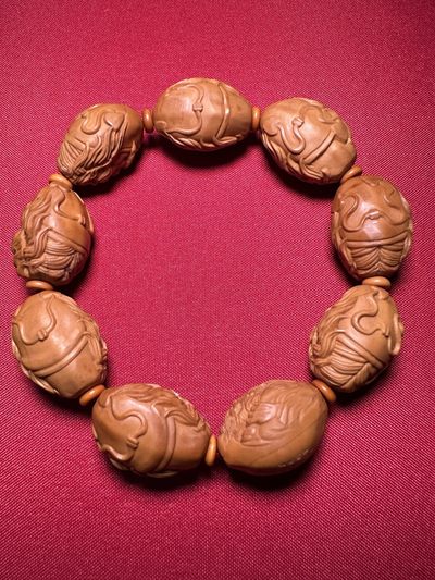 手串木器杂件｜精选拍卖专场 苏工精雕｜“钟馗”橄榄核手串