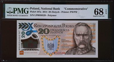 《家喻户晓》世界靓号纸钞第十三期 - 2014年20兹罗提波兰军团纪念钞 无47 PMG68高分 发行量仅五万册 发行量排在波兰纪念钞第三位 考虑到现在的发行量越来越大 因此有着巨大的升值潜力