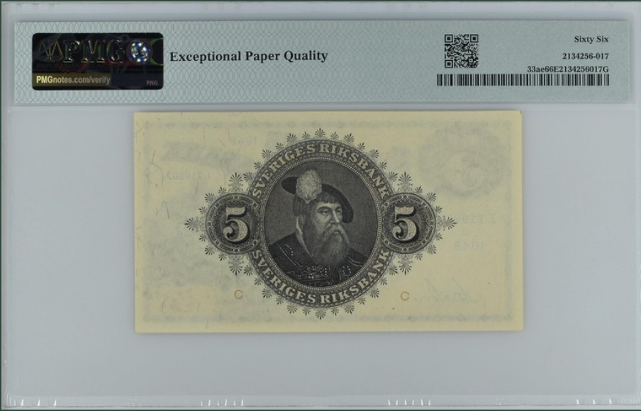 收藏联盟Quantum Auction 第239期拍卖 瑞典1948年5克朗 PMG66