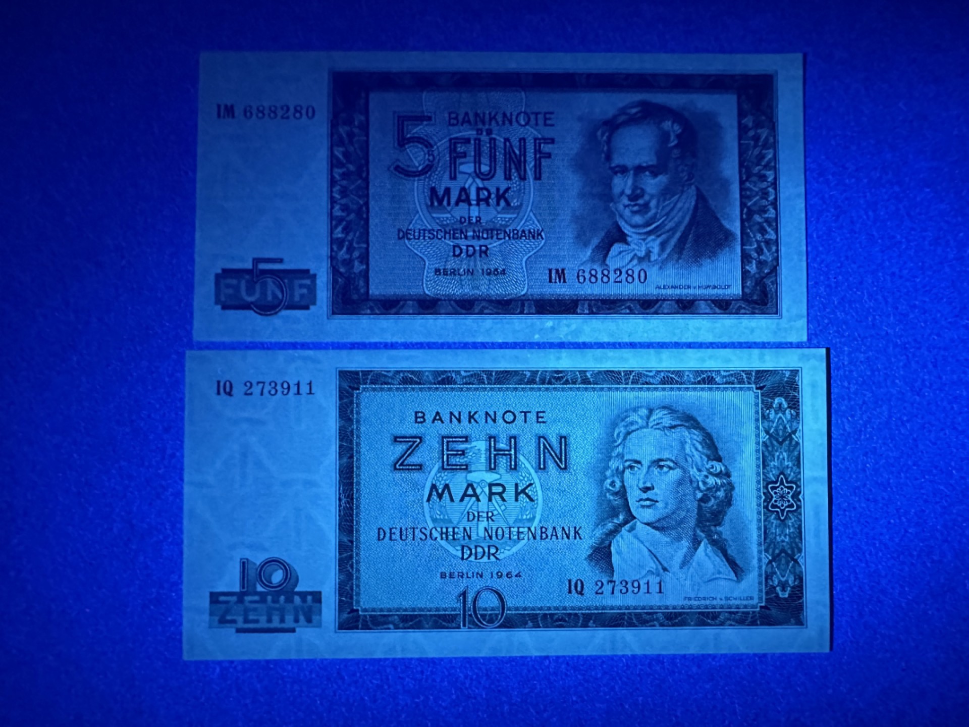 《张总收藏》93期——外币精品会 东德5、10马克2张 UNC 1964年版本