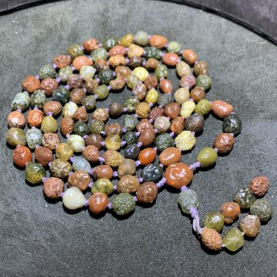 精美大颗粒高玉化俏色阿拉善筋脉玛瑙原石108项链一条， - 精美大颗粒高玉化俏色阿拉善筋脉玛瑙原石108项链一条，
