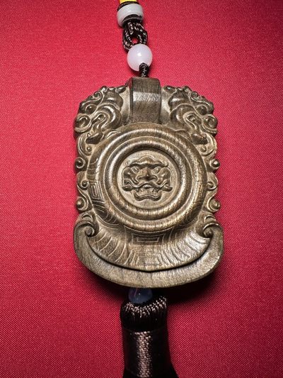 手串木器杂件｜拍卖专场 金丝楠木｜阴沉木｜双面精雕“虎符”手把件