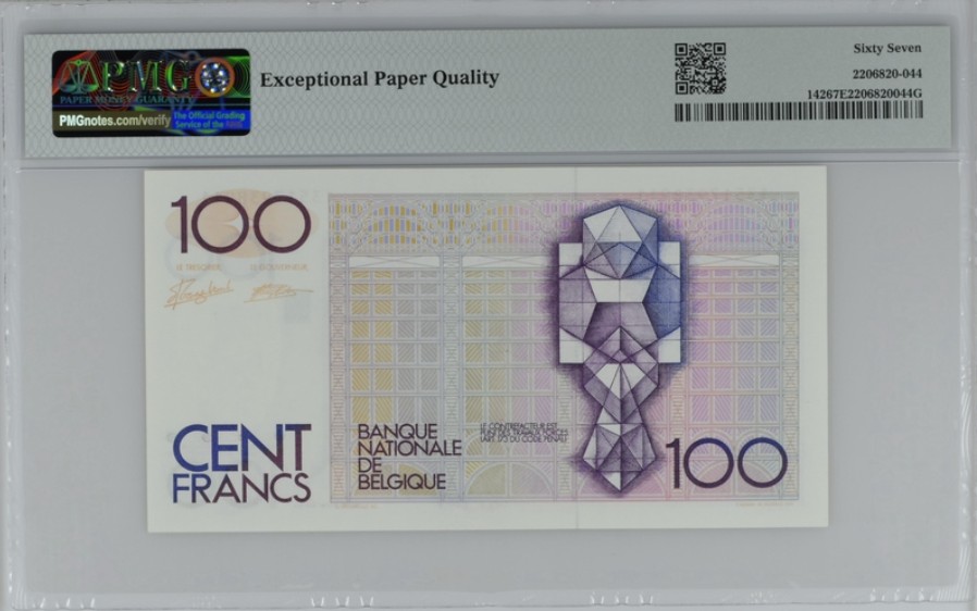 收藏联盟Quantum Auction 第239期拍卖 比利时1982-94年100法郎 PMG66