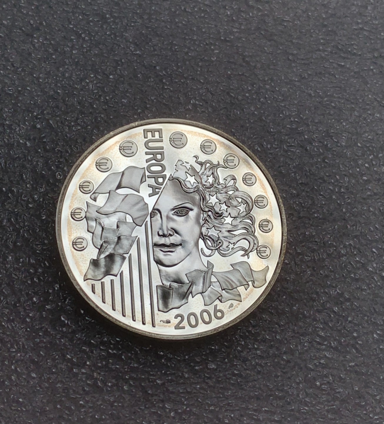 瓶子🏺第82期拍卖会 法国2006年1欧50分精制纪念银币 欧洲之星系列总统演讲