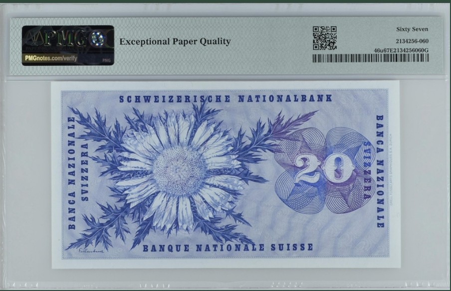 收藏联盟Quantum Auction 第239期拍卖 瑞士1973年20法郎 PMG67 