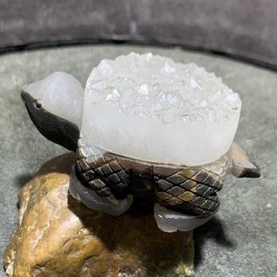 精美冰透高玉化玛瑙雕刻聚财灵龟(把件）摆件一个 - 精美冰透高玉化玛瑙雕刻聚财灵龟(把件）摆件一个