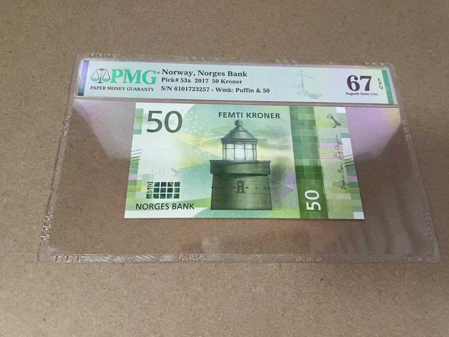 【Blue Auction】✨世界纸币精拍第301期——新纪元 挪威 2017年50克朗 PMG67EPQ 