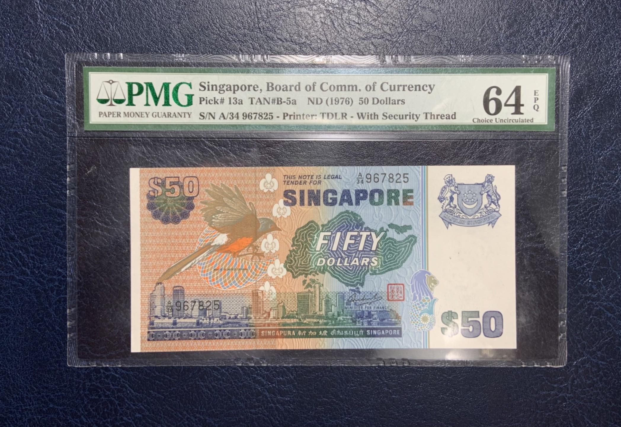 收藏联盟Quantum Auction 第239期拍卖 新加坡1976年50元 PMG64e 少见a版