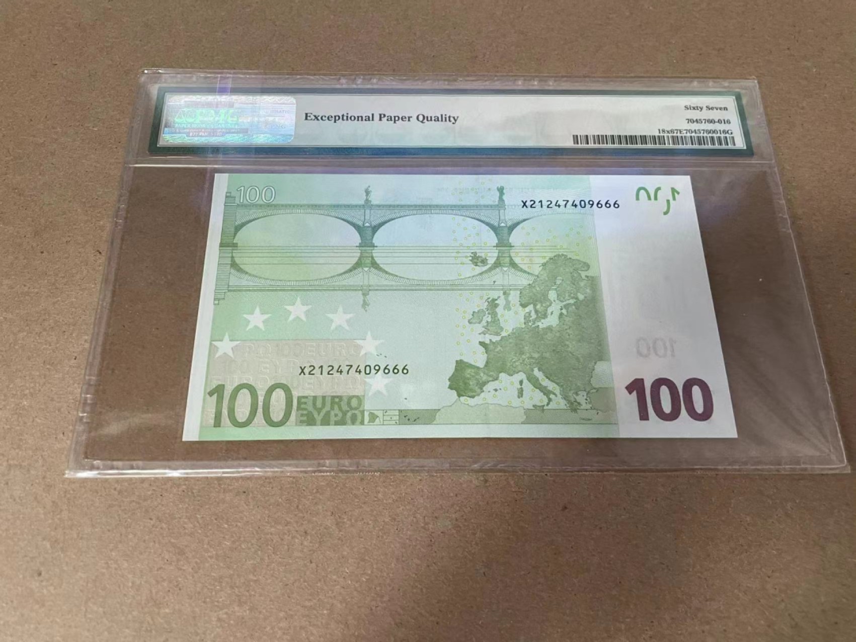 【Blue Auction】✨世界纸币精拍第301期——新纪元 【666豹子号】欧盟 三签 2002年100欧元 PMG67EPQ 