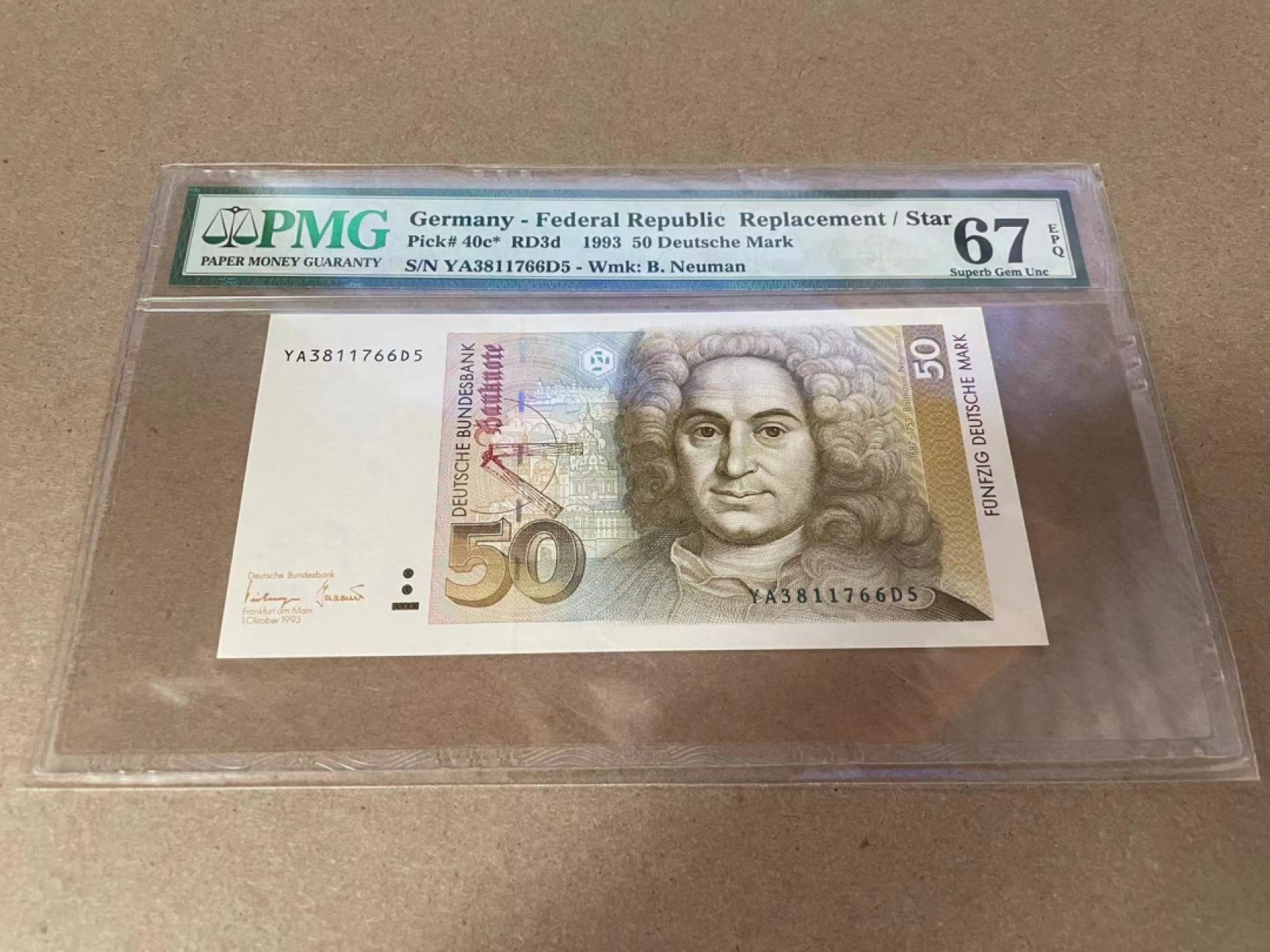 【Blue Auction】✨世界纸币精拍第301期——新纪元 【补号】德国 1993年50马克 PMG67EPQ 