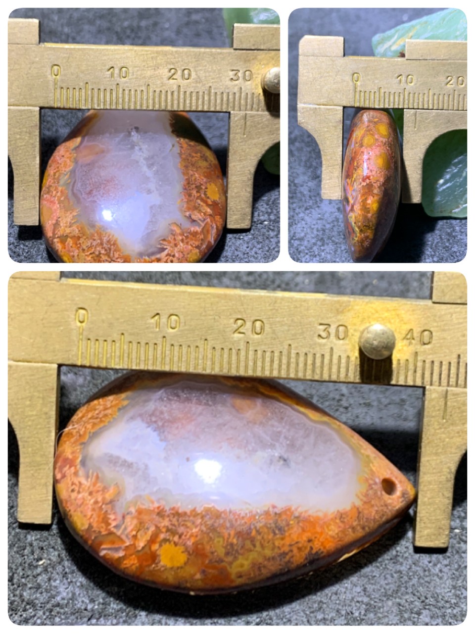 精美草花纹战国红玛瑙冰飘心水滴形吊坠一个，
