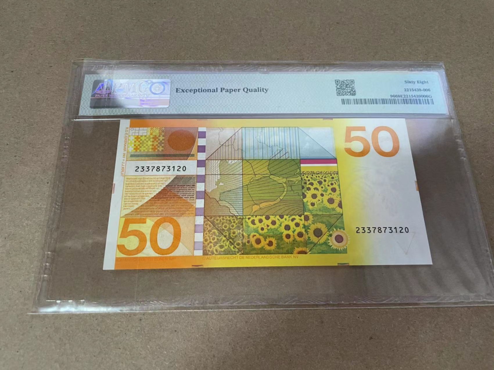【Blue Auction】✨世界纸币精拍第301期——新纪元 荷兰 1982年50盾 向日葵 PMG68EPQ 无4