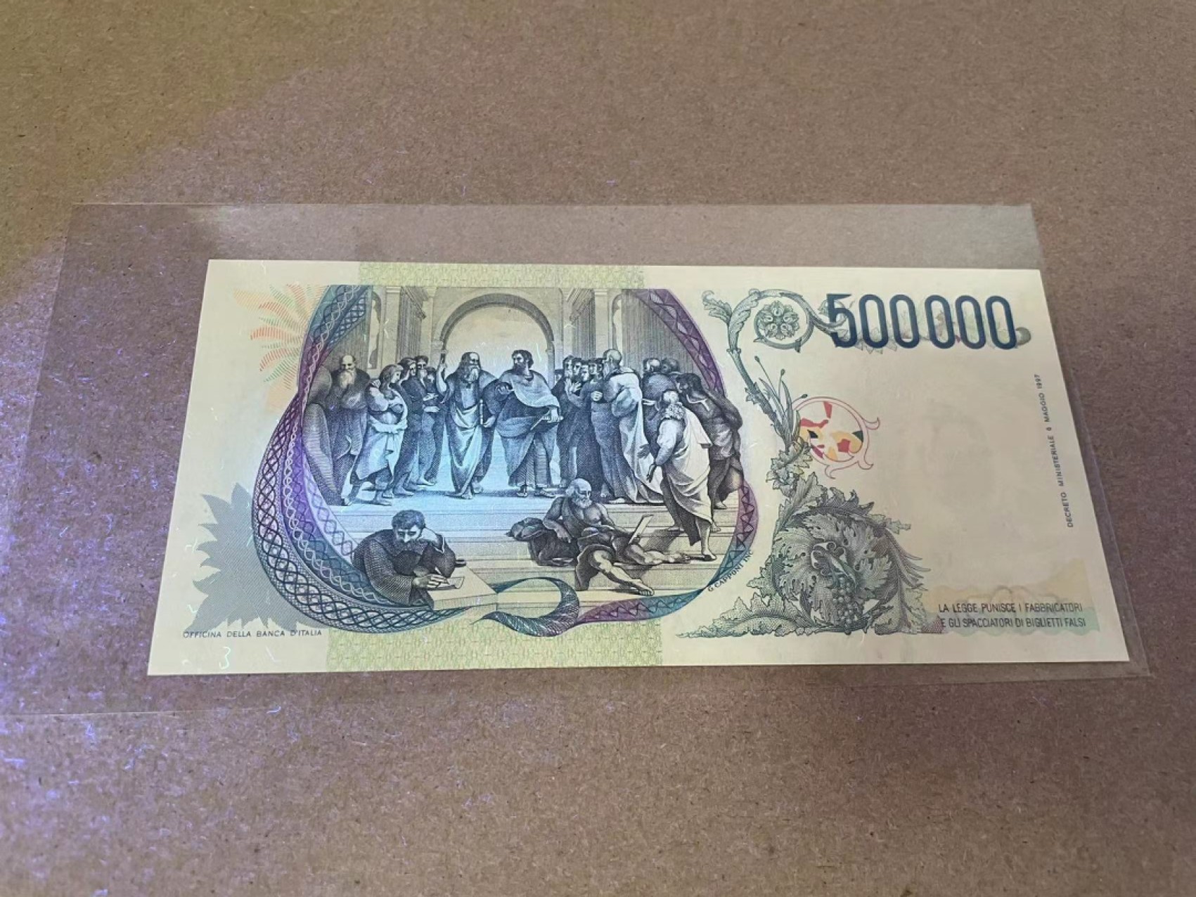 【Blue Auction】✨世界纸币精拍第301期——新纪元 意大利 1997年50万里拉 拉斐尔 全新UNC