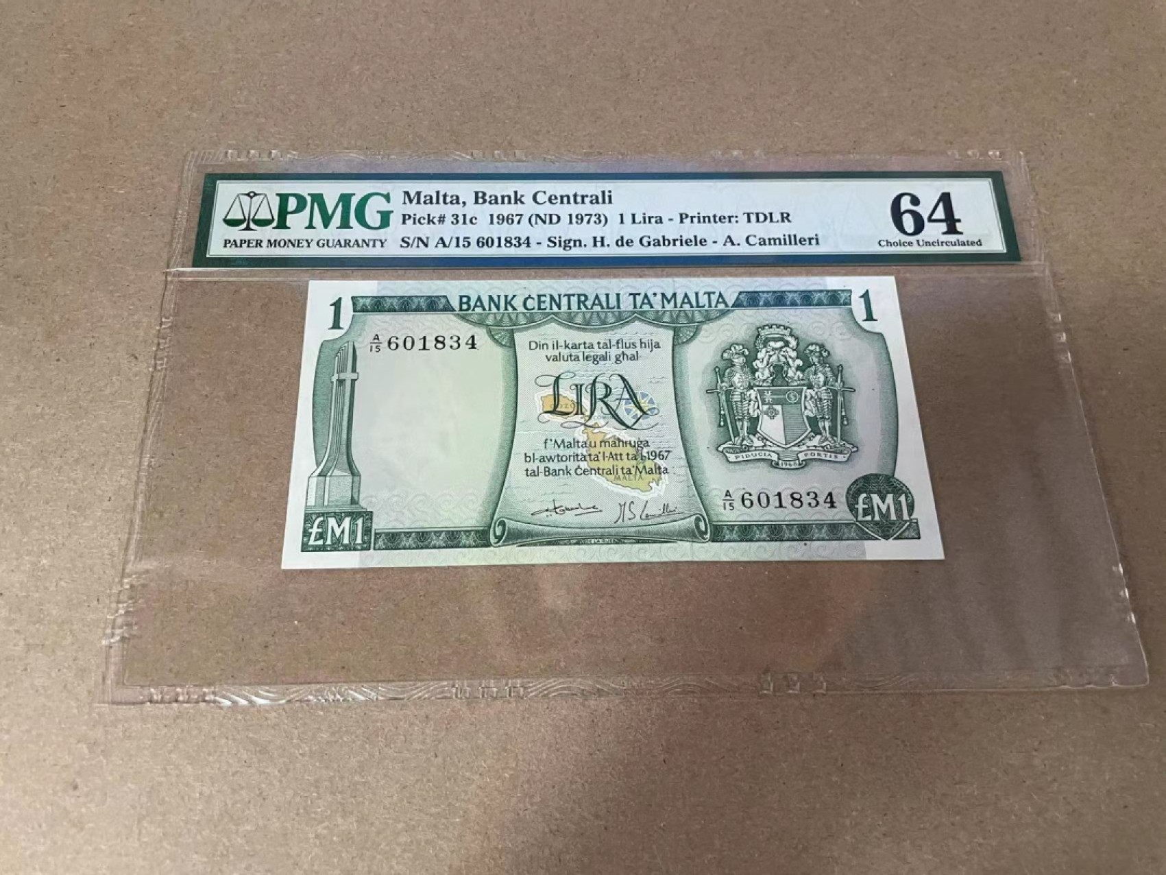 【Blue Auction】✨世界纸币精拍第301期——新纪元 巴哈马 1967年1里拉 经典彩背 PMG64 