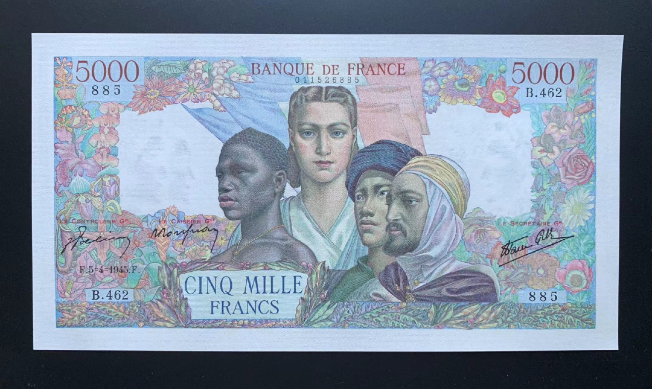 【Blue Auction】✨世界纸币精拍第301期——新纪元 【无47】法国 1945年5000法郎 大团结 UNC- 大票幅