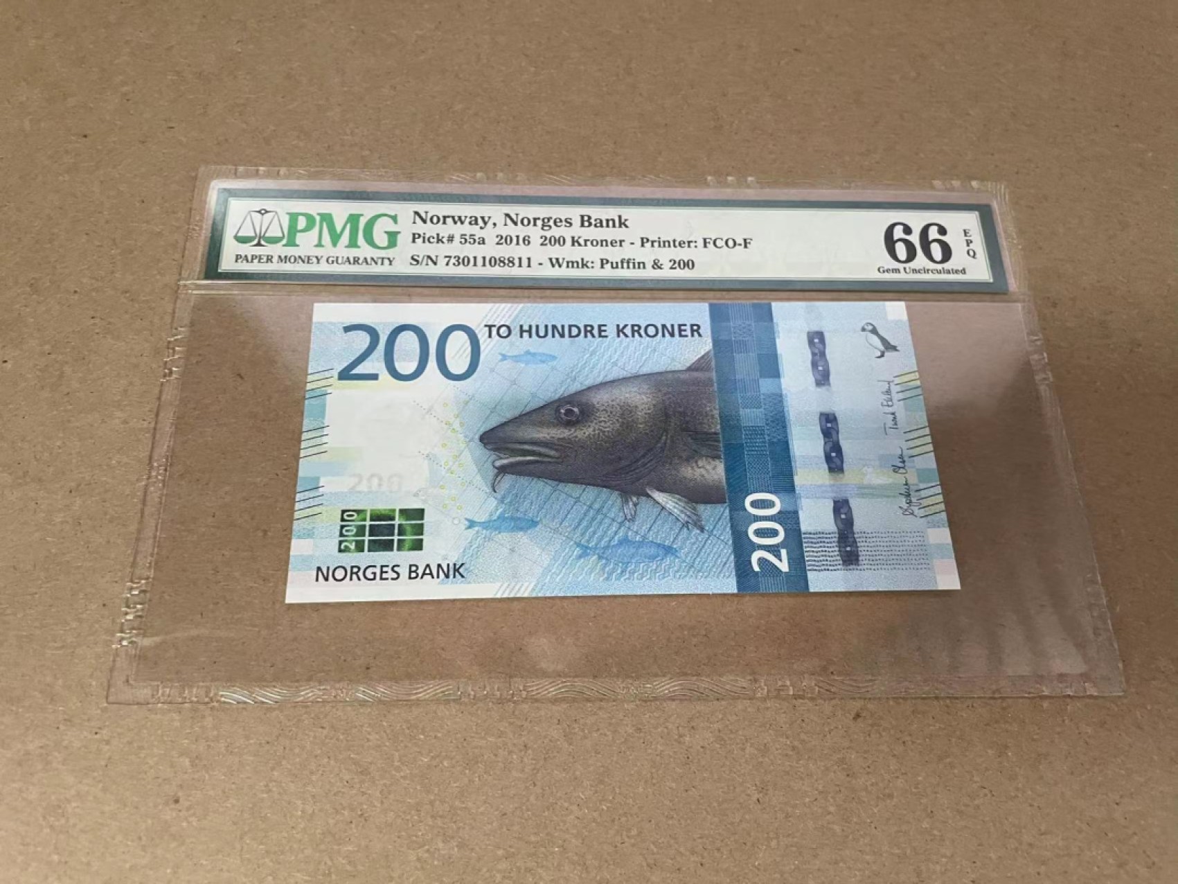 【Blue Auction】✨世界纸币精拍第301期——新纪元 挪威 2016年200克朗 PMG66EPQ  