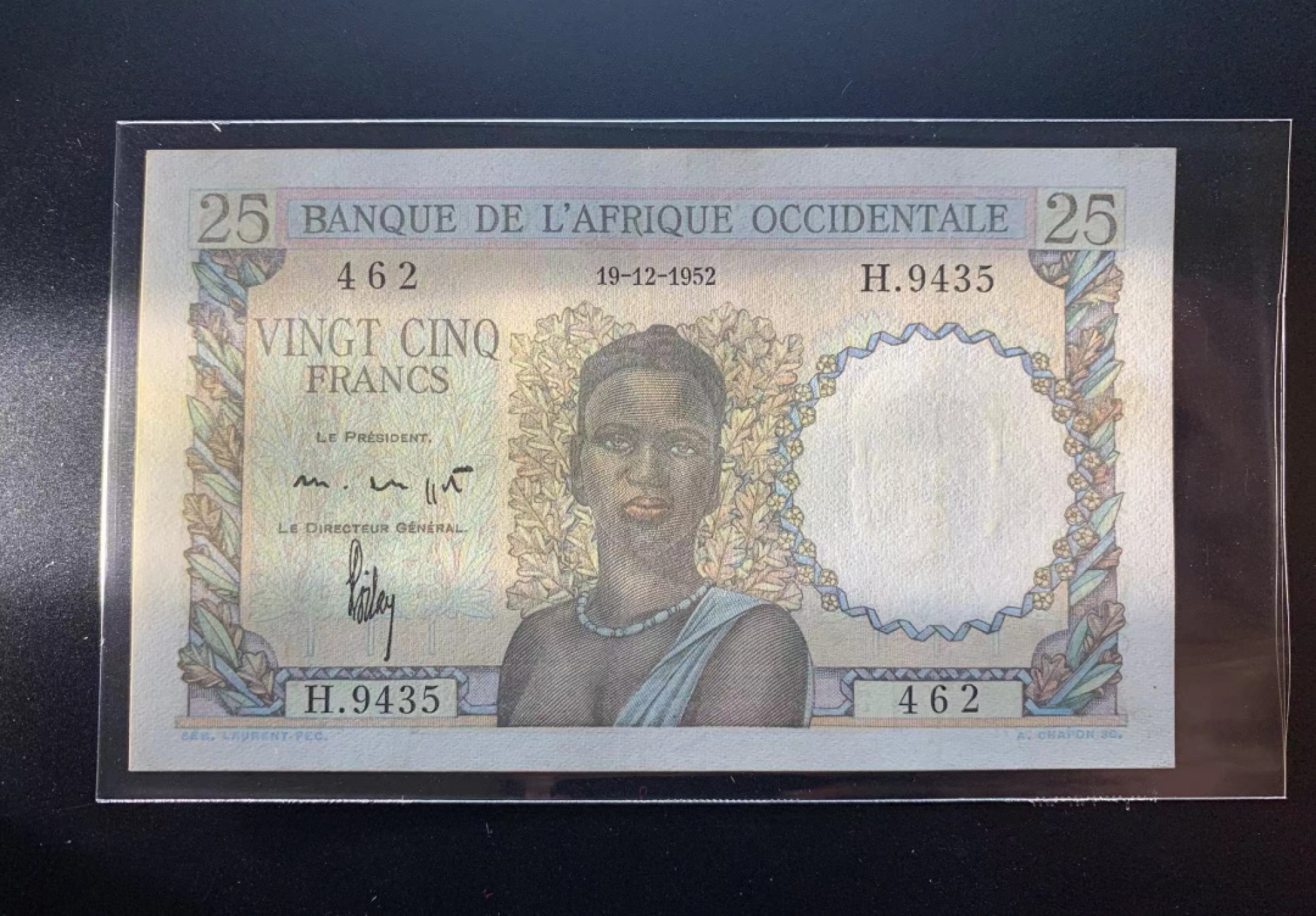 【Blue Auction】✨世界纸币精拍第301期——新纪元 法属西非 1952年25法郎 品相如图