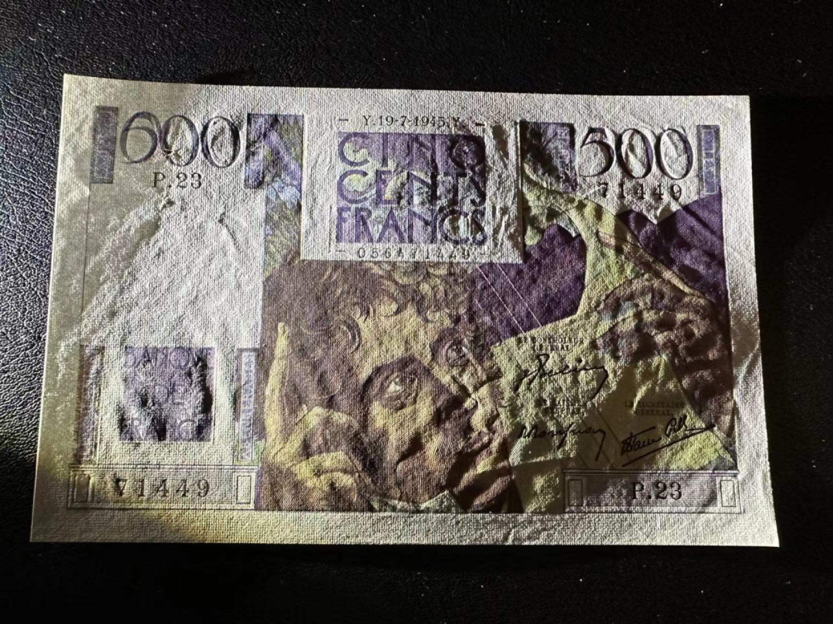 【Blue Auction】✨世界纸币精拍第301期——新纪元 法国 1945年500法郎 UNC-针孔 夏多布里昂 精美