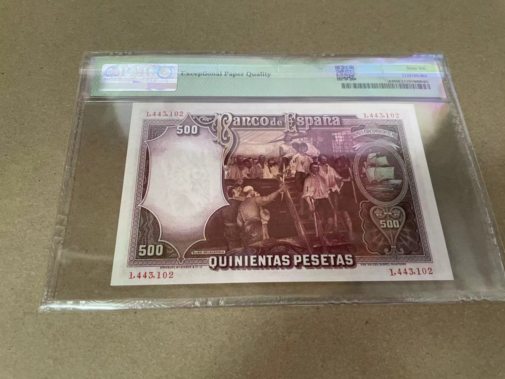 【Blue Auction】✨世界纸币精拍第301期——新纪元 西班牙 1931年500比塞塔 海盗 PMG66EPQ 