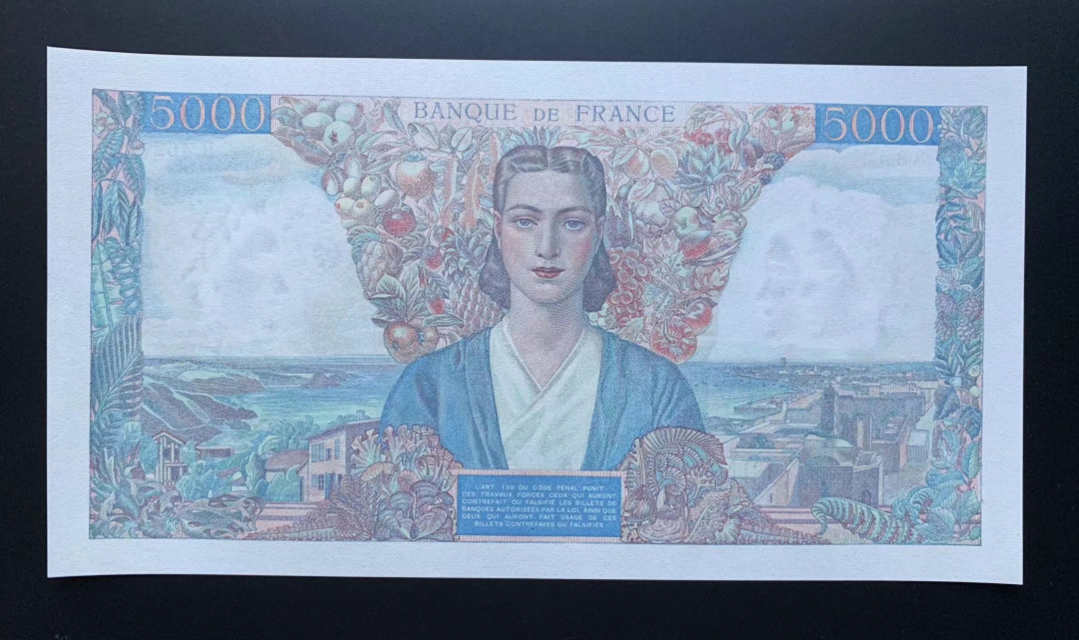 【Blue Auction】✨世界纸币精拍第301期——新纪元 【无47】法国 1945年5000法郎 大团结 UNC- 大票幅