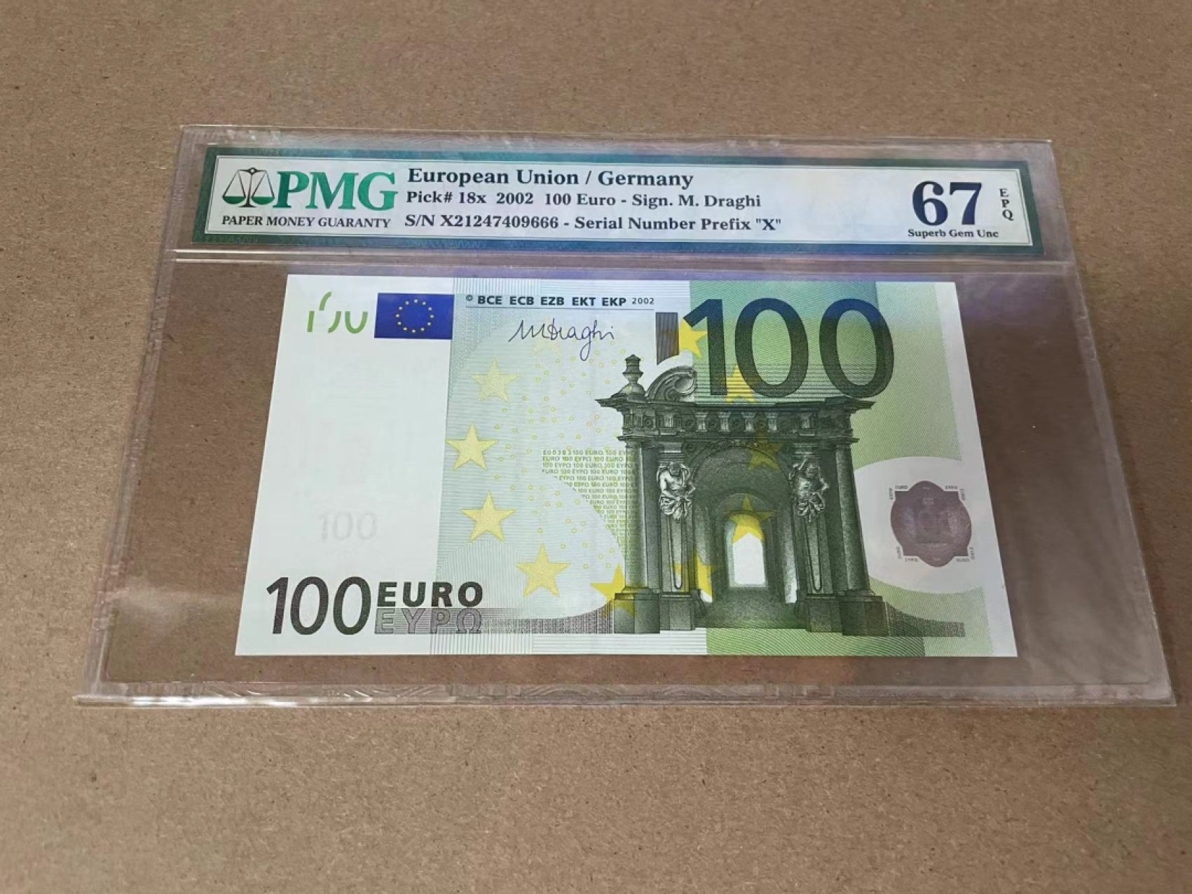【Blue Auction】✨世界纸币精拍第301期——新纪元 【666豹子号】欧盟 三签 2002年100欧元 PMG67EPQ 