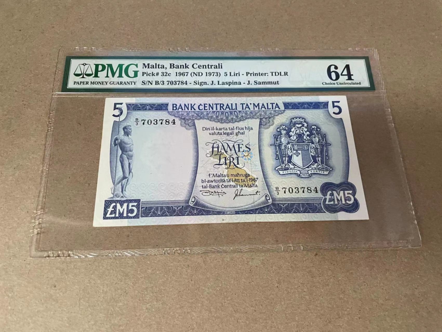 【Blue Auction】✨世界纸币精拍第301期——新纪元 巴哈马 1967年5里拉 经典彩背 PMG64 