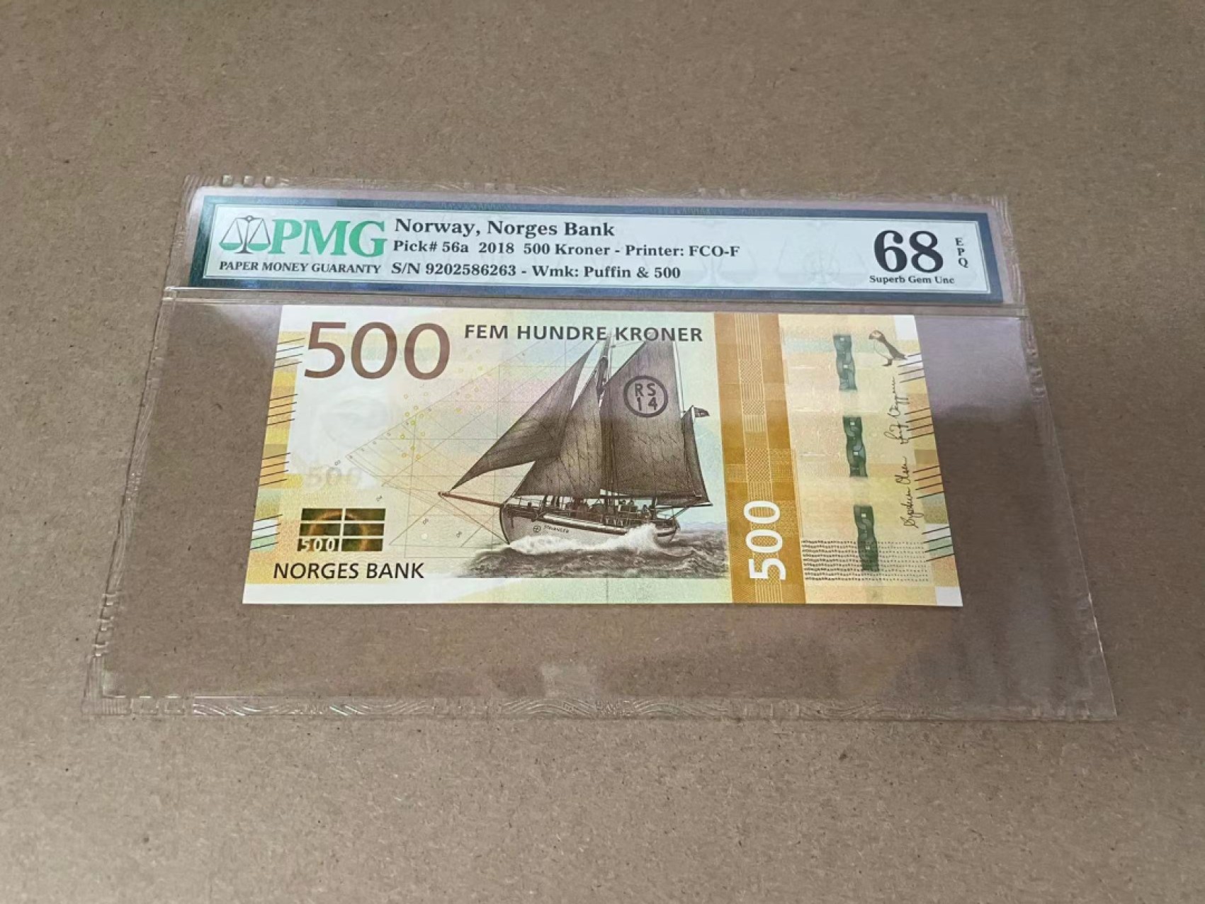 【Blue Auction】✨世界纸币精拍第301期——新纪元 【无47】挪威 2018年500克朗 PMG68EPQ 高分