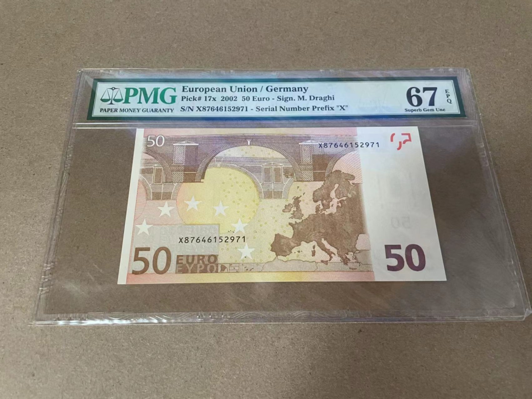 【Blue Auction】✨世界纸币精拍第301期——新纪元 欧盟 三签 2002年50欧元 PMG67EPQ 