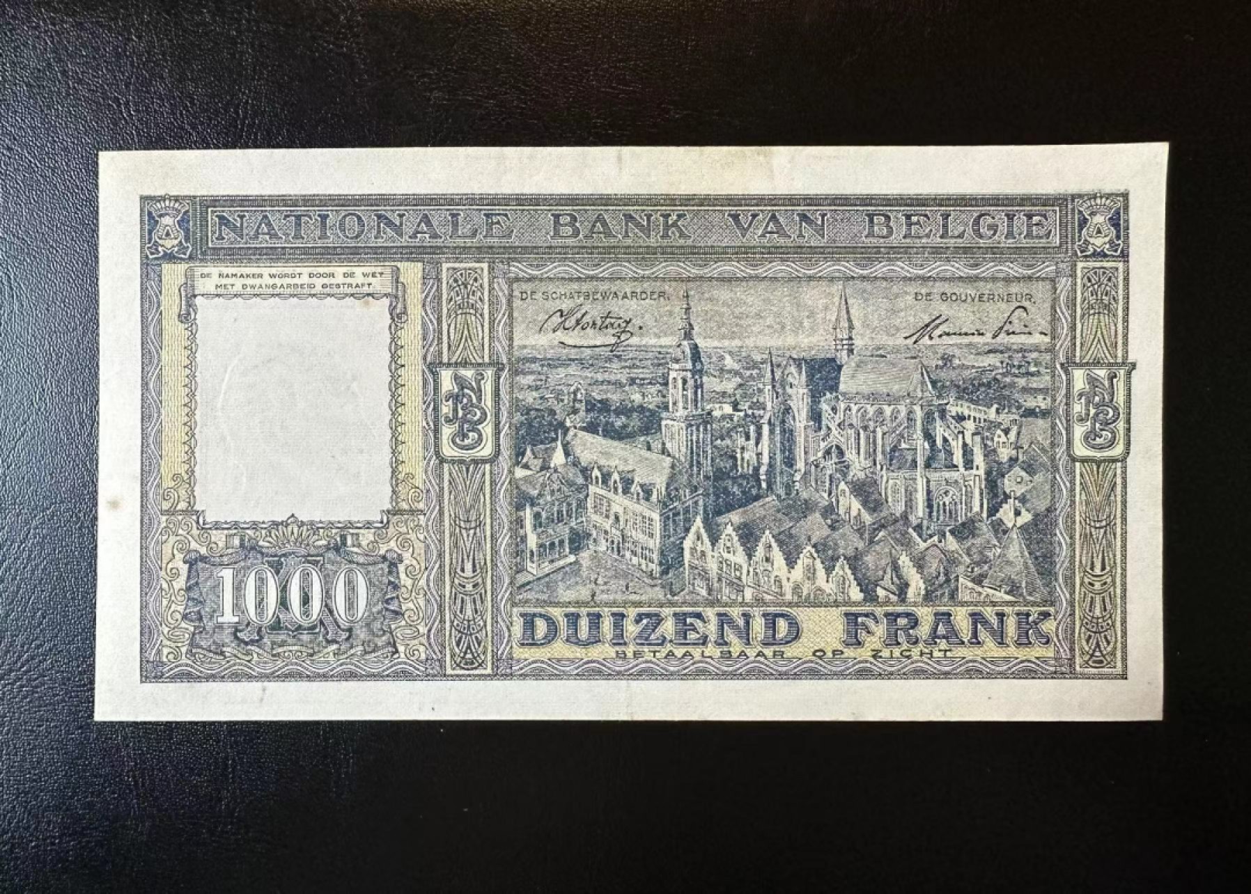 【Blue Auction】✨世界纸币精拍第301期——新纪元 比利时 1945年1000法郎 AU品相