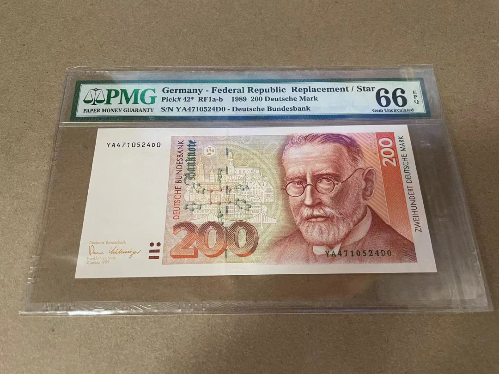 【Blue Auction】✨世界纸币精拍第301期——新纪元 【补号】德国 1989年200马克 PMG66EPQ 