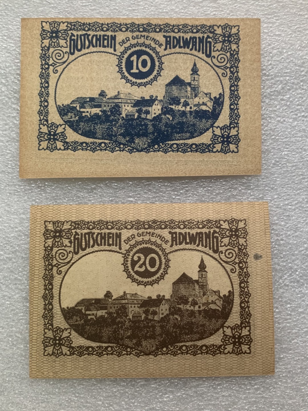 瓶子🏺纸币杂项拍卖会第1期 德紧奥地利地区1920年10-20赫勒纸币