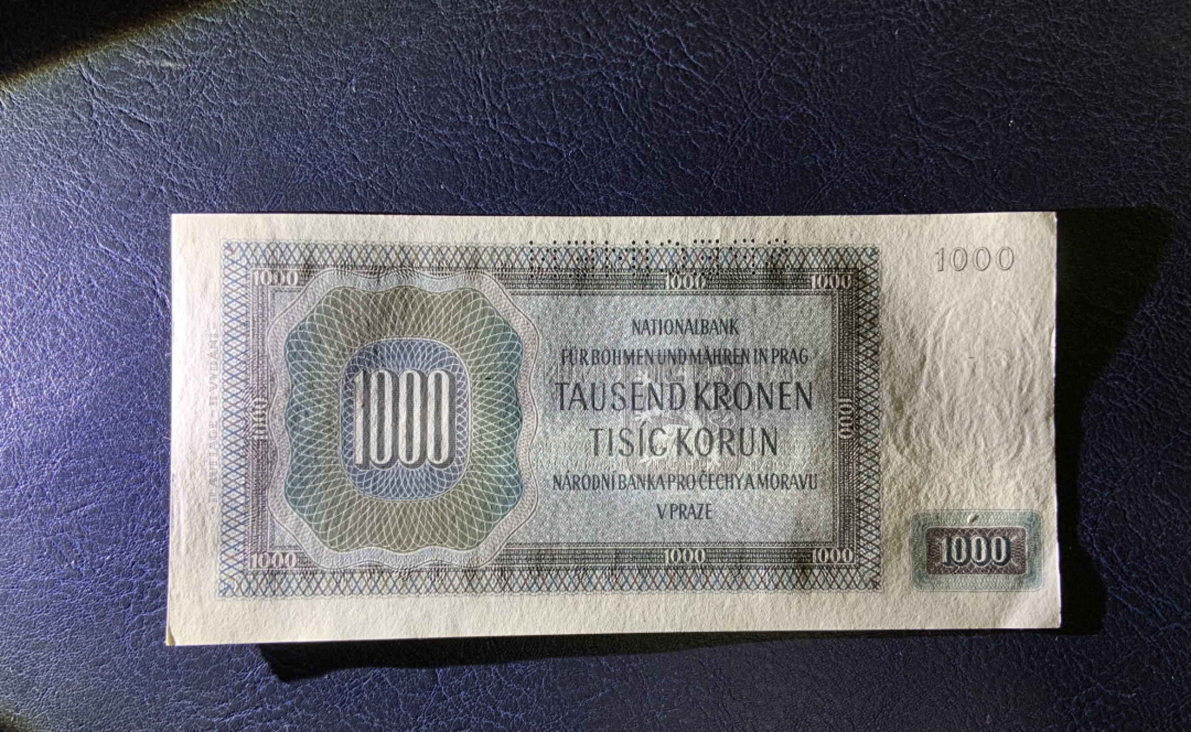 收藏联盟Quantum Auction 第239期拍卖 波西米亚和摩拉维亚1942年1000克朗样票 品相UNC- 查理大桥设计者 著名建筑设计师 彼德.帕德勒
