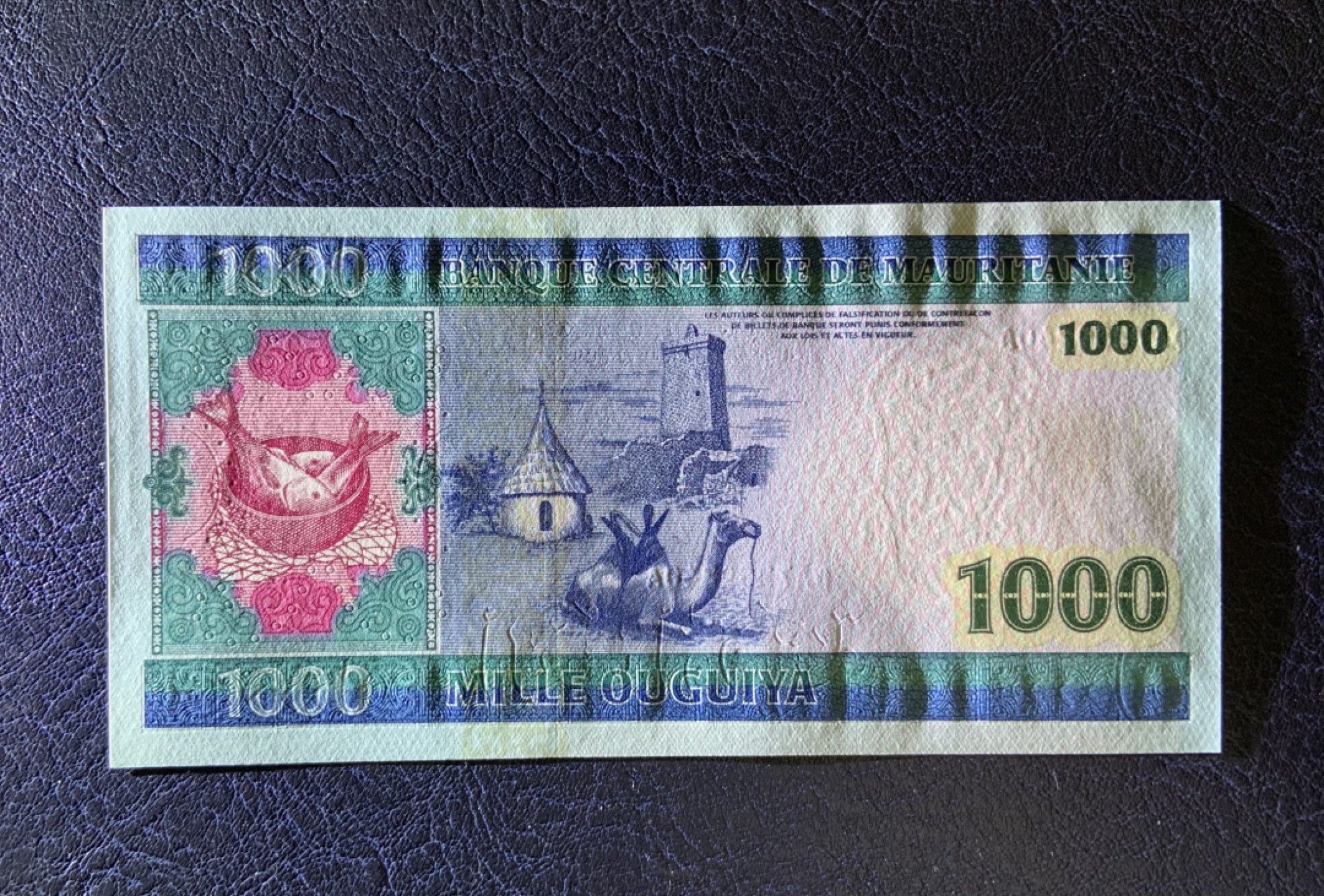 收藏联盟Quantum Auction 第239期拍卖 毛里塔尼亚2004年1000乌吉亚 品相全新UNC 首发冠 D为面值代码