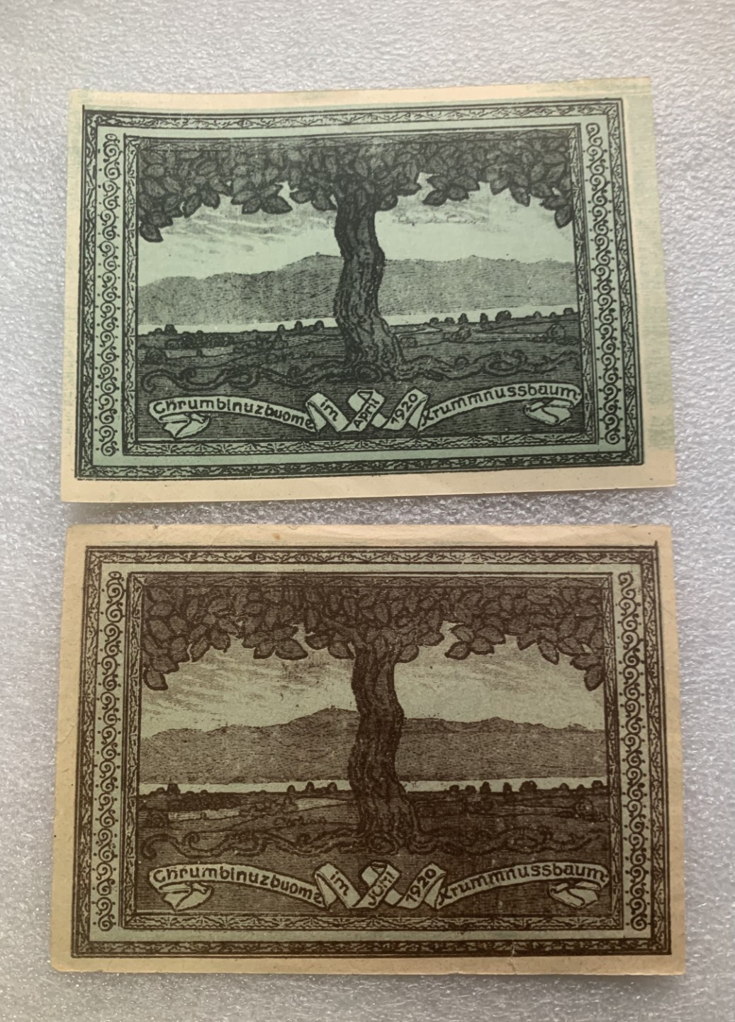 瓶子🏺纸币杂项拍卖会第1期 德紧奥地利地区1920年50赫勒2个版本