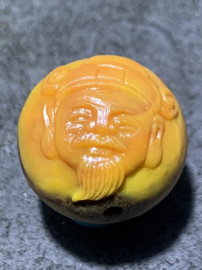 精美亚光战国红玛瑙手工雕刻财神爷珠一颗！ - 精美亚光战国红玛瑙手工雕刻财神爷珠一颗！