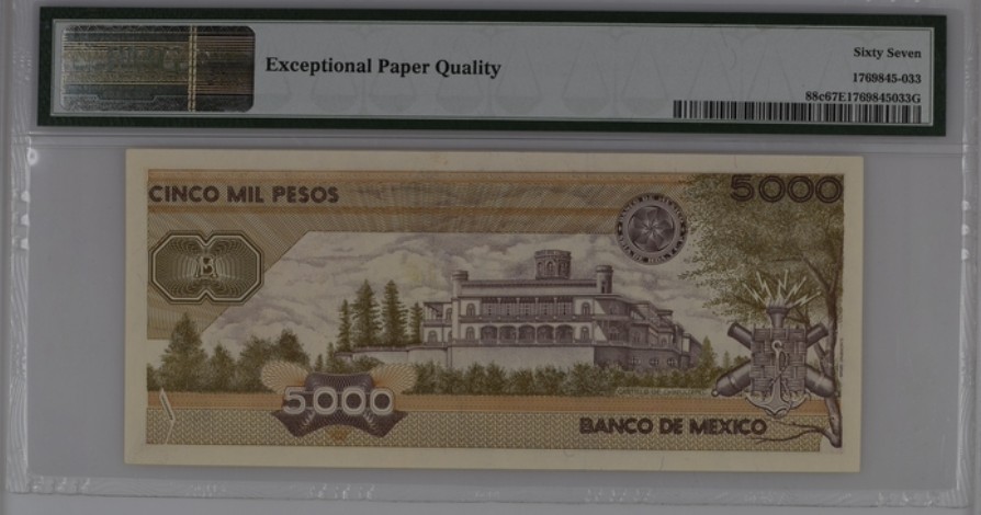 收藏联盟Quantum Auction 第240期拍卖 已更新 墨西哥1989年5000比索 PMG67 冠军分