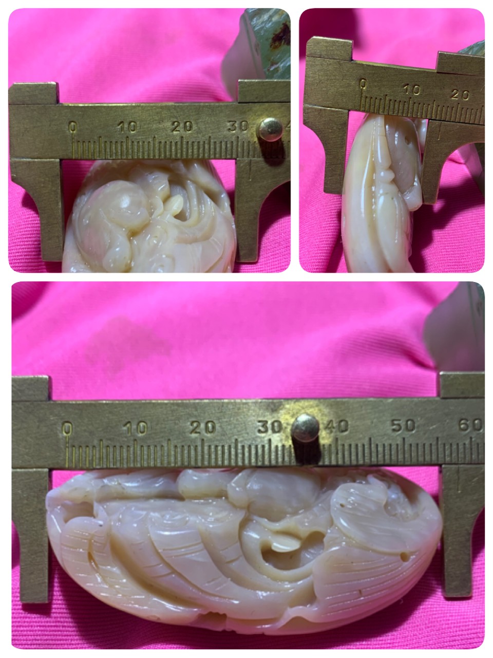 精品高玉化罕见紫罗兰料贝化玉手工俏色巧雕荷花鲤鱼吊坠（把件）一个，