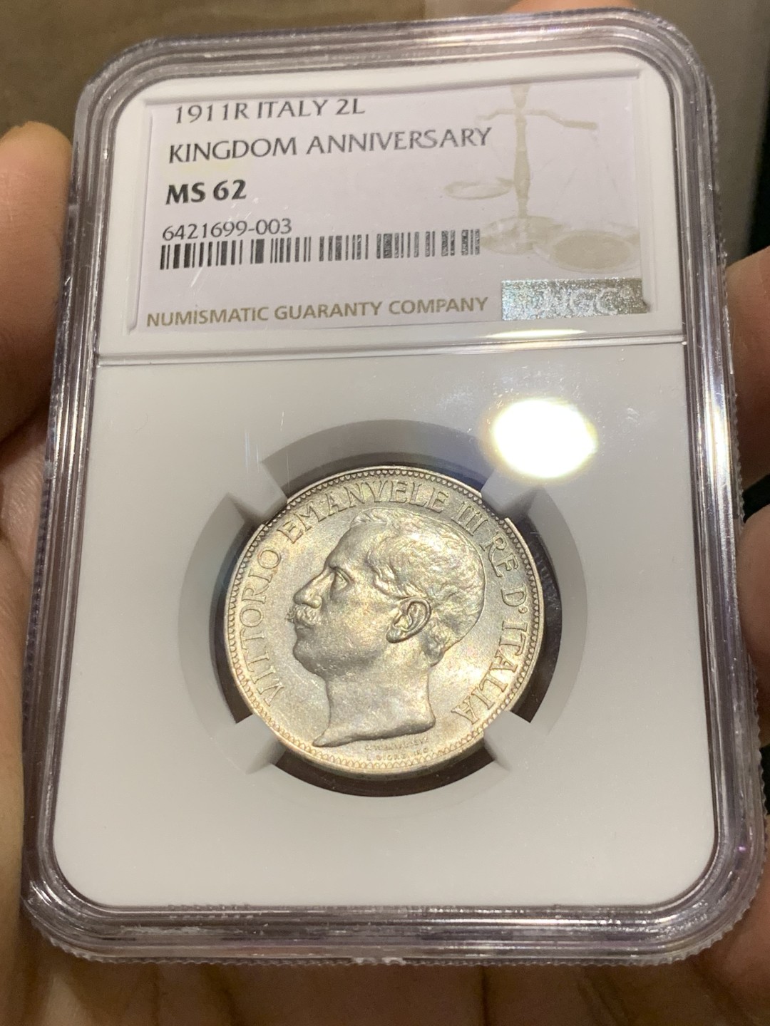 《竞宝斋》第143场-周日，周一 2场 (全场包邮) NGC MS-62,意大利1911年2里拉拖奶，精巧绝伦。意系车票，抓紧上车