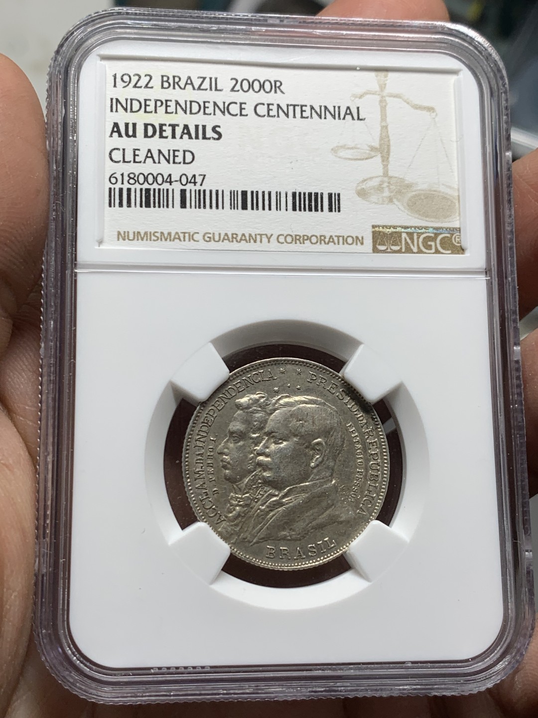 《竞宝斋》第143场-周日，周一 2场 (全场包邮) NGC AU 1922巴西独立百年2000里亚尔银币