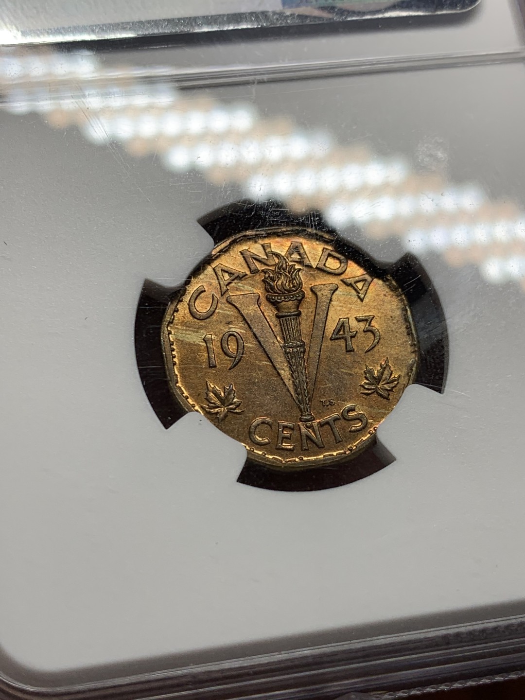 《竞宝斋》第143场-周日，周一 2场 (全场包邮) NGC MS63加拿大1943年铜币1分后面由于铜紧缺都改用铁币所以铜能保存下来的好的很少