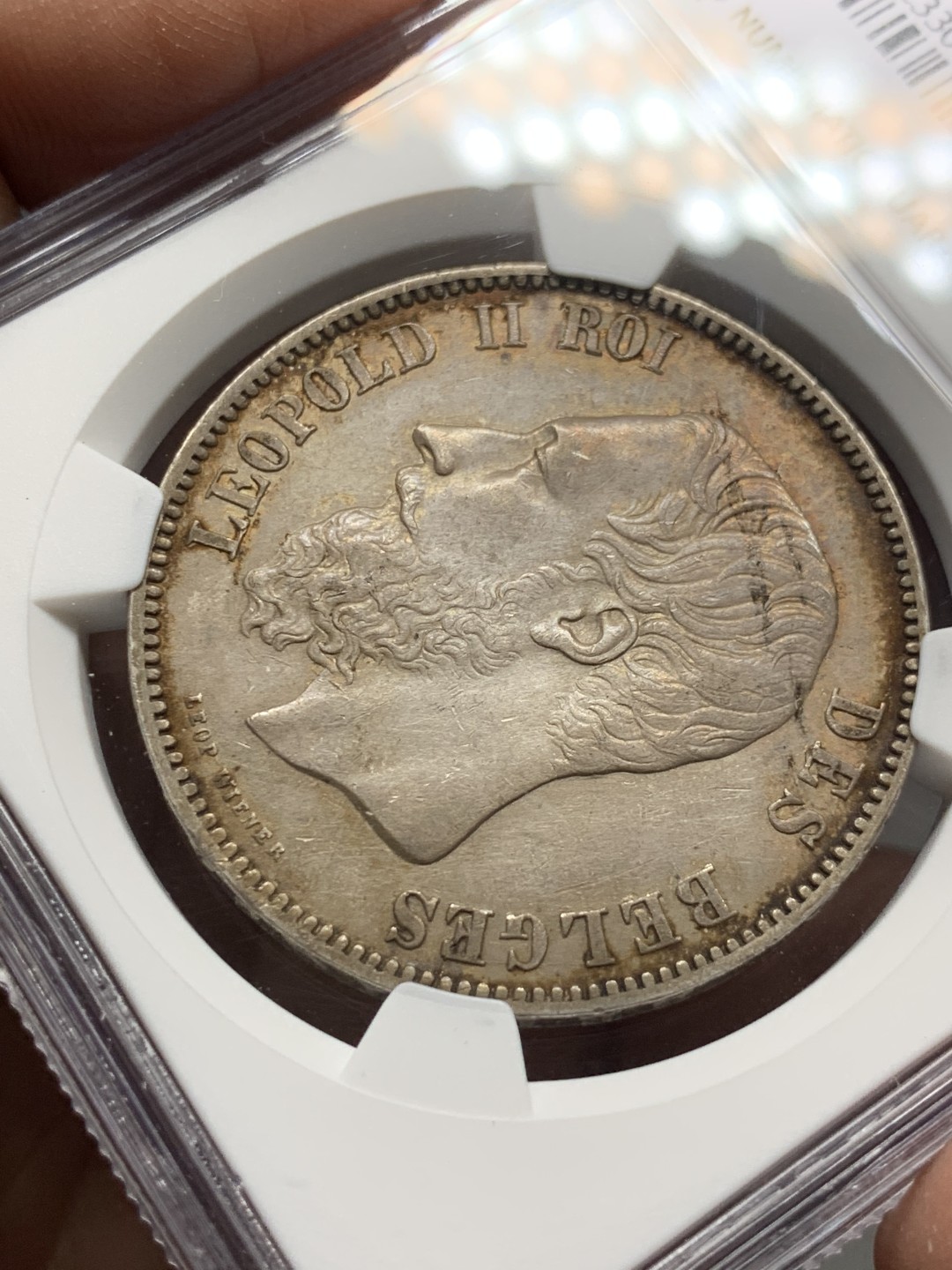 《竞宝斋》第143场-周日，周一 2场 (全场包邮) NGC UNC 1873年 比利时 利奥波德二世5法郎 好品 包浆漂亮