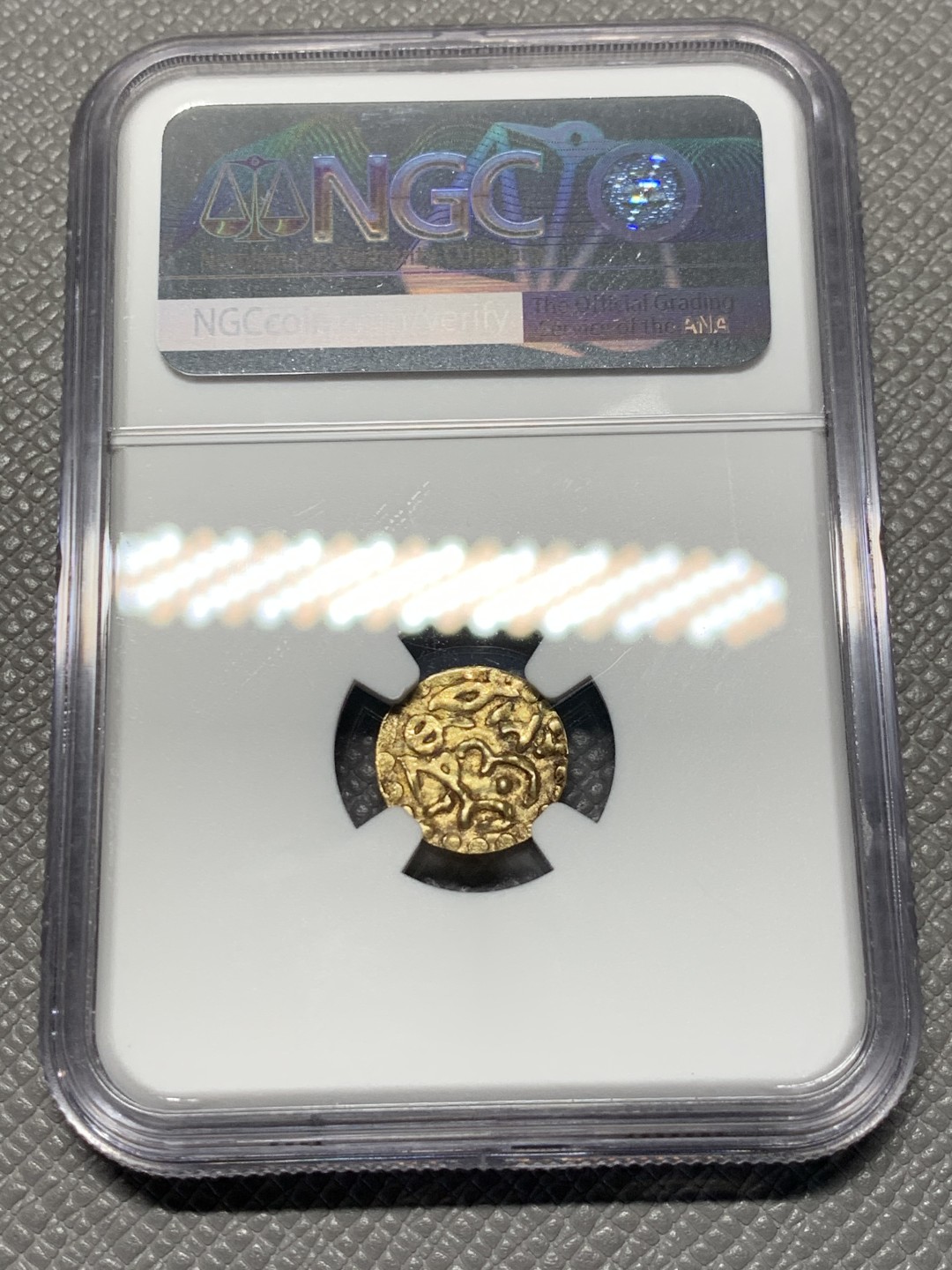 《竞宝斋》第143场-周日，周一 2场 (全场包邮) NGC-AU53 印度尼西亚AH1016年 伊斯坎达·慕达 KUPANG金币 稀少品种