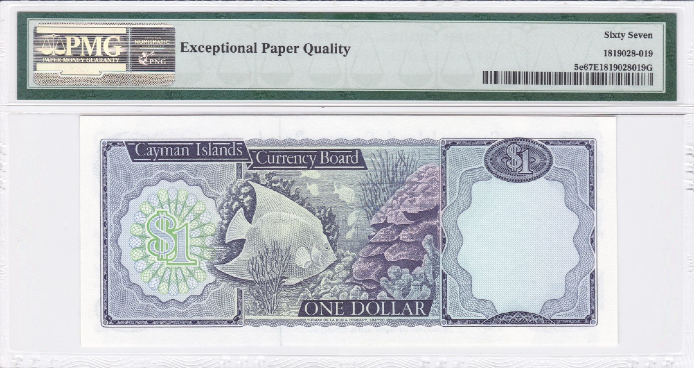 收藏联盟Quantum Auction 第240期拍卖 已更新 开曼群岛1974年1元 PMG67 百位号 海底鱼群