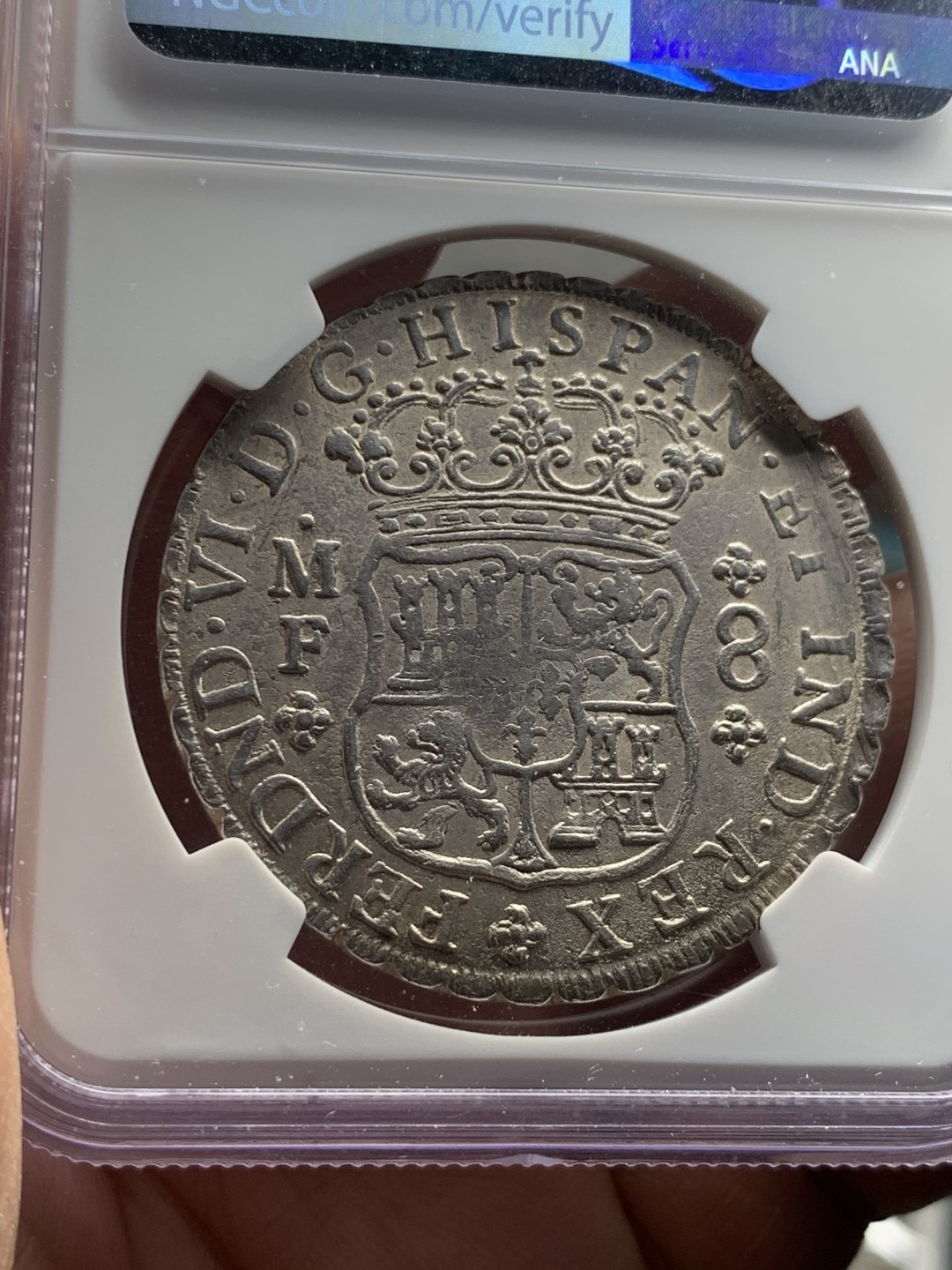 《竞宝斋》第143场-周日，周一 2场 (全场包邮) NGC-MS61 墨西哥1752年 8R地球银币 少见年份 水波清晰 中心弱打