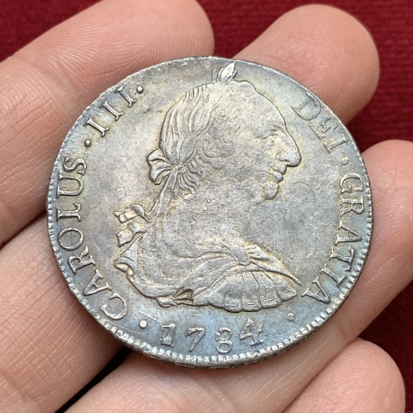 《竞宝斋》第143场-周日，周一 2场 (全场包邮) 西属 玻利维亚 1784年 卡三 8R 双柱大银币 细节见图 包浆不错