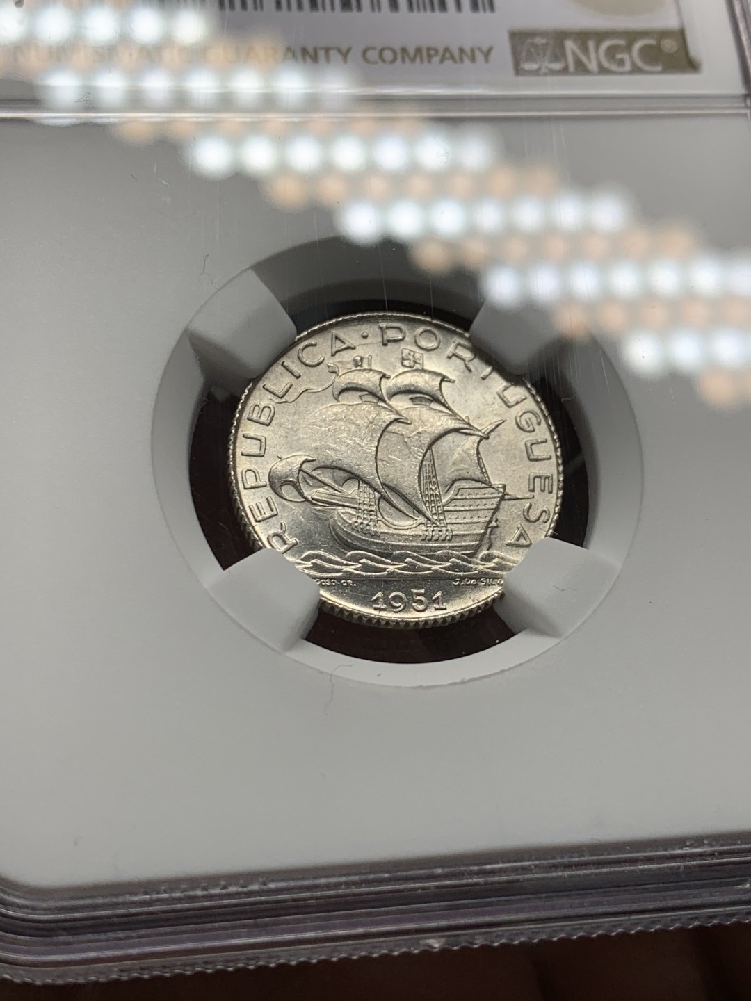 《竞宝斋》第143场-周日，周一 2场 (全场包邮) NGC-MS65 葡萄牙1951年 大帆船 2.5埃斯库多 银币 64分以上就难了