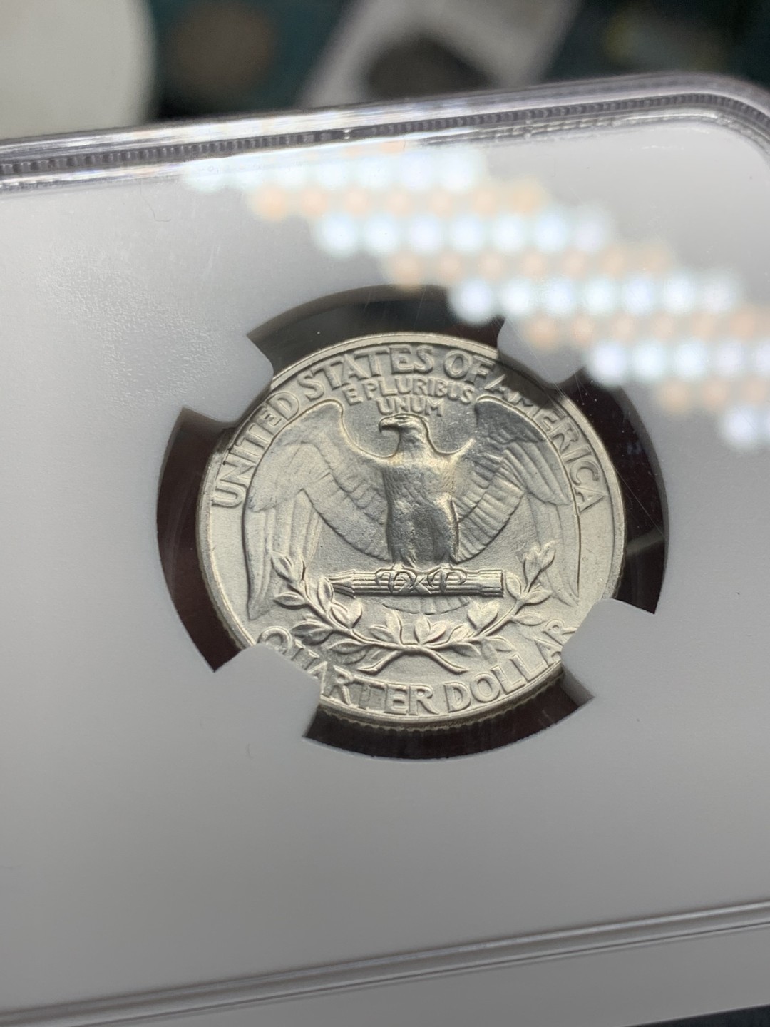 《竞宝斋》第143场-周日，周一 2场 (全场包邮) NGC-MS63 美国1944年 1/4美元银币 顶级好品