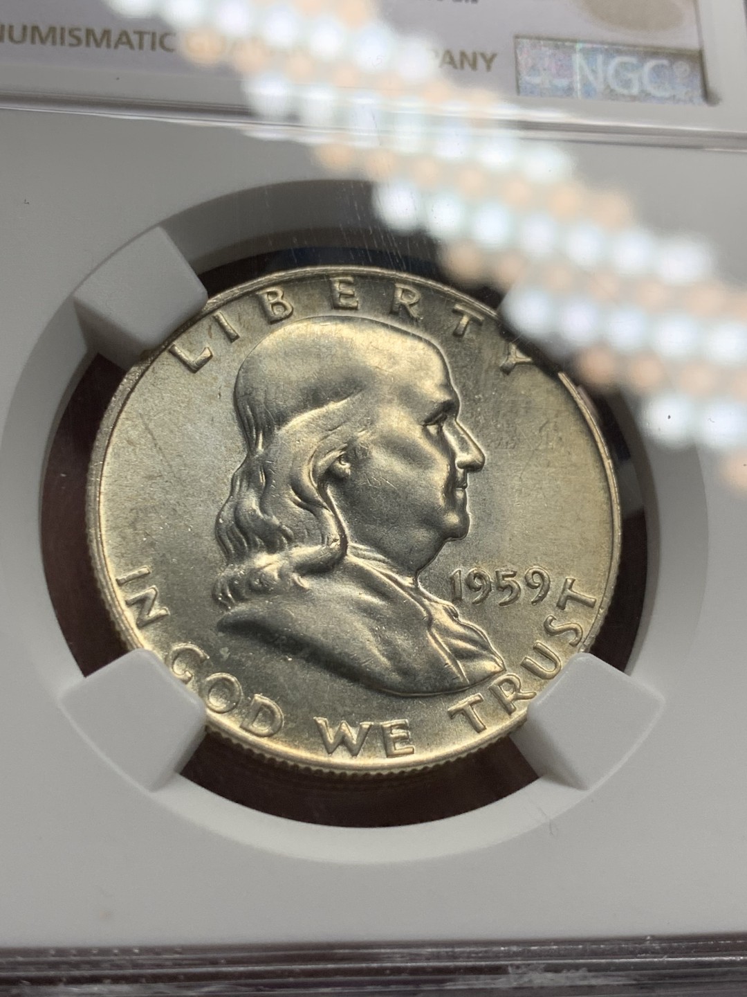 《竞宝斋》第143场-周日，周一 2场 (全场包邮) NGC-MS61 美国1959年 半圆银币 原光好品