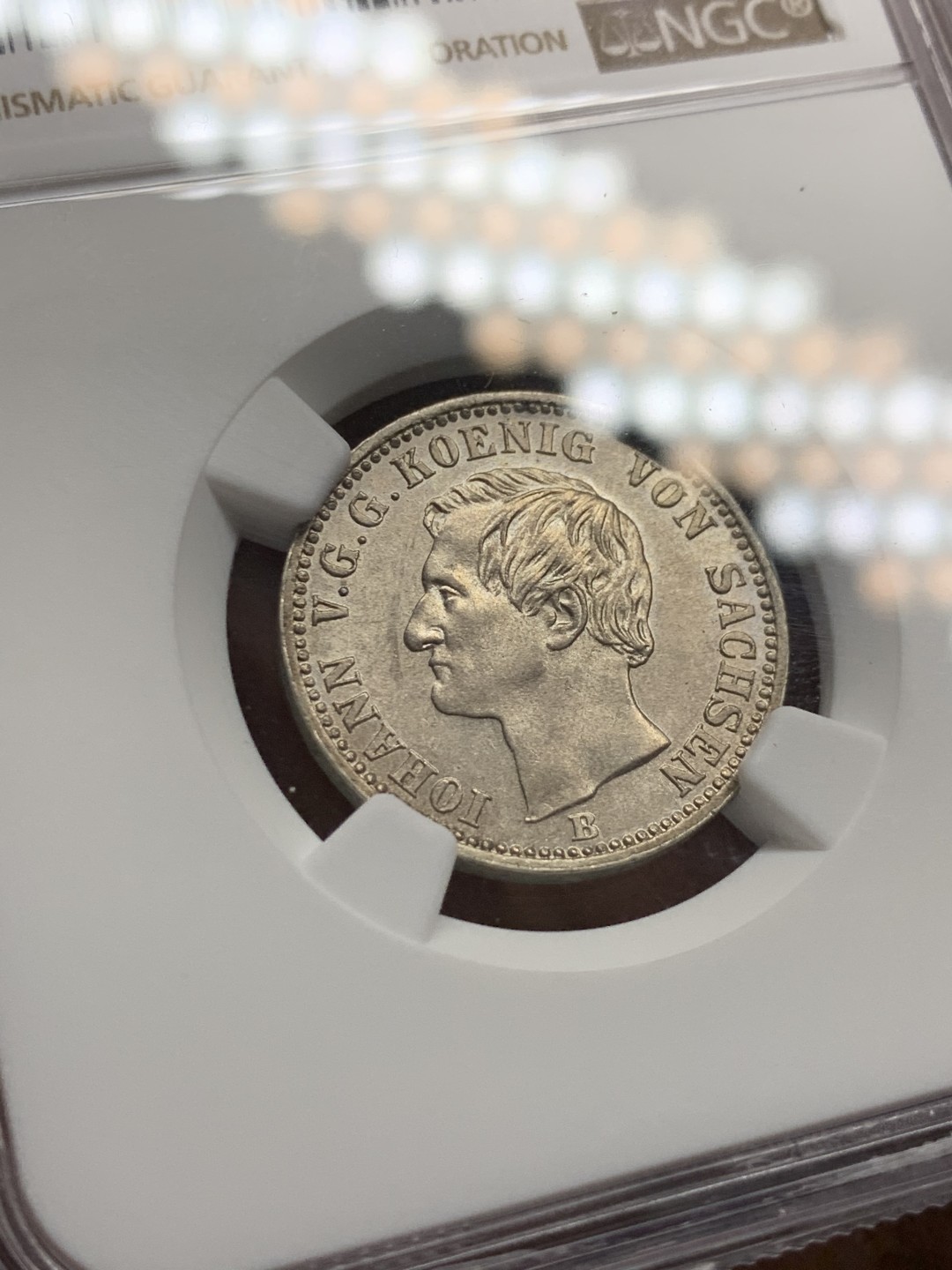 《竞宝斋》第143场-周日，周一 2场 (全场包邮) NGC-MS62 德国1863年萨克森1/6泰勒