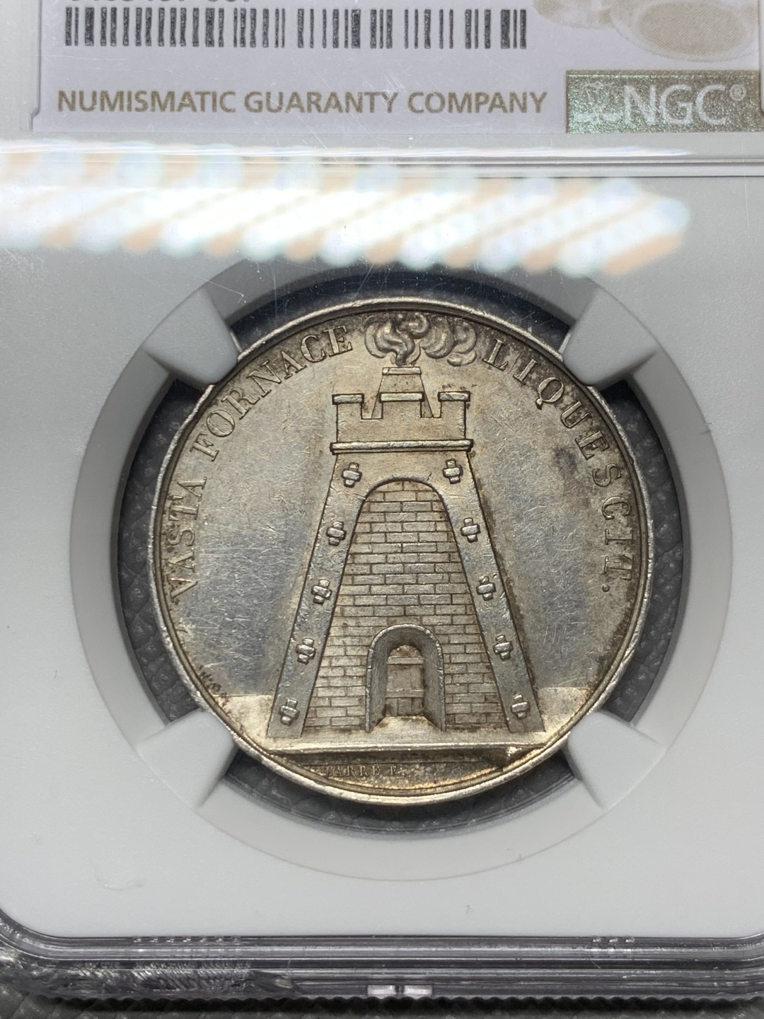 《竞宝斋》第143场-周日，周一 2场 (全场包邮) NGC-AU58 法国 1822 银章 工业与手工部